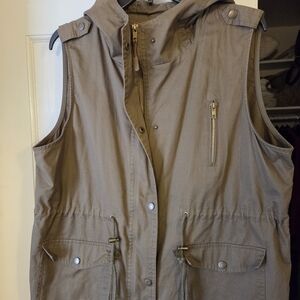 Women's Army Green Hooded Vest